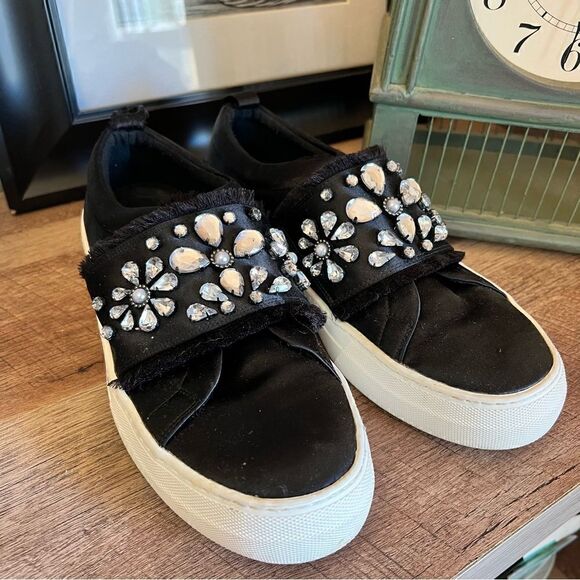 ALDO Black Dreaclya Rhineshone Jeweled slip on sneakers 8 - Picture 6 of 16